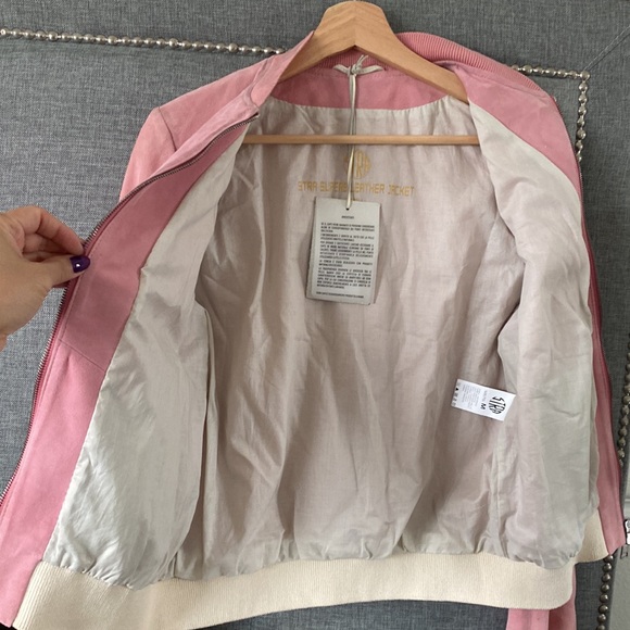S.T.R.A. Suede and Leather Lightweight Bomber Jacket in Rose Pink - Med - Picture 11 of 12